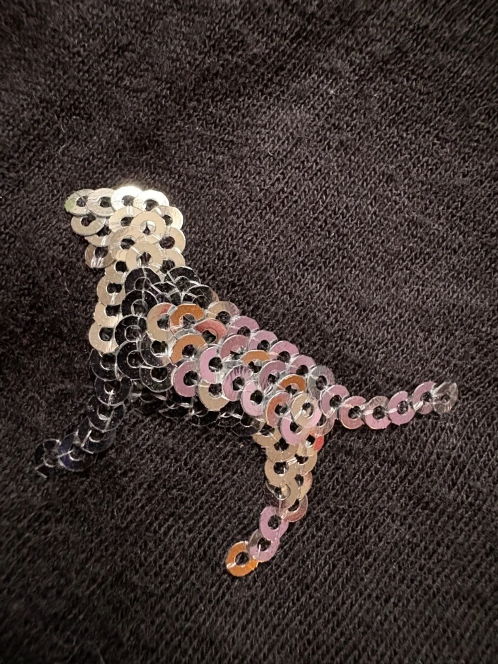 Victoria’s Secret PINK Black Sequin “LOVE PINK” Tee | Short Sleeve V-Neck - Picture 2 of 3